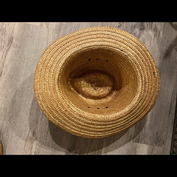 Straw boating hat with black band--SUMMER SALE!!!! - Picture 2 of 3